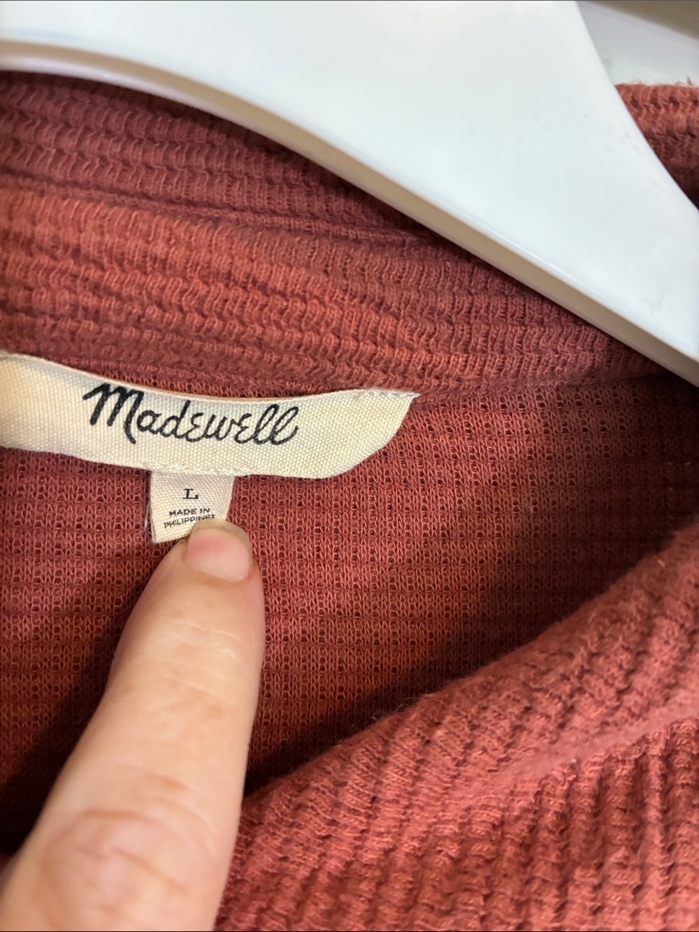 Women’s Madewell Rust Textured Waffle Button-Front Knit Shirt/Jacket - Picture 3 of 8